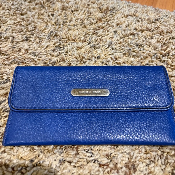 Michael Kors Handbags - Michael Kors Vibrant Blue Leather Wallet